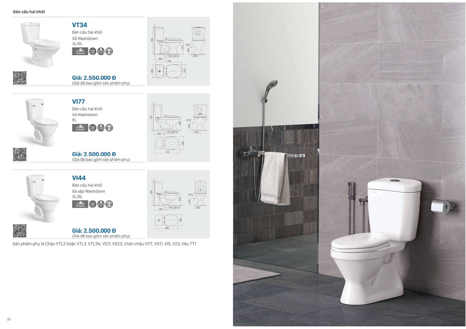 Catalogue và Bảng giá Thiết bị vệ sinh VIGLACERA mới nhất 2025 /Page 17